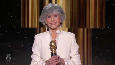 Photo of Jane Fonda and the beautiful golden globe speech: “We carry on without fear the dive…