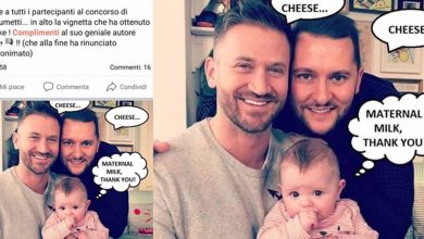 Photo of Priest shares cartoon and mocks a photo of two dads with daughter on social media
